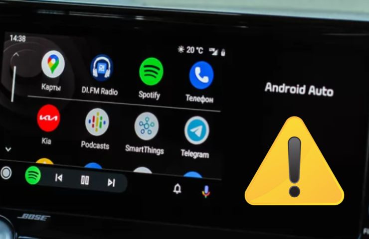 segnale di attenzione giallo per android auto